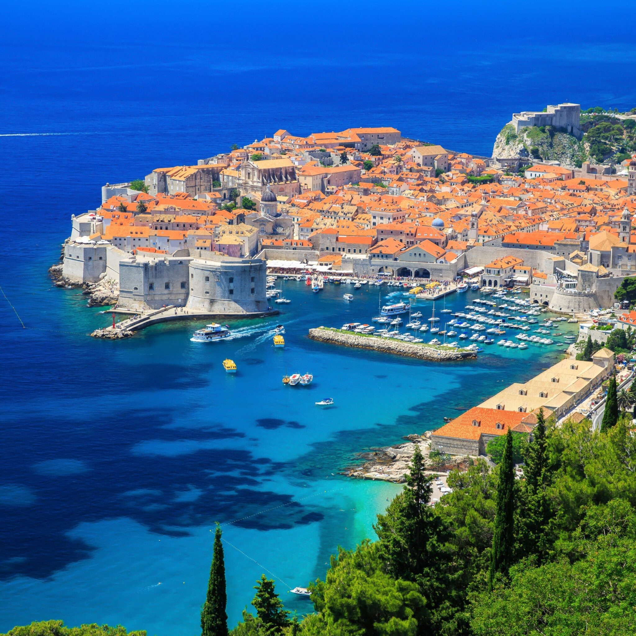 A panoramic view of the walled city, Dubrovnik Croatia